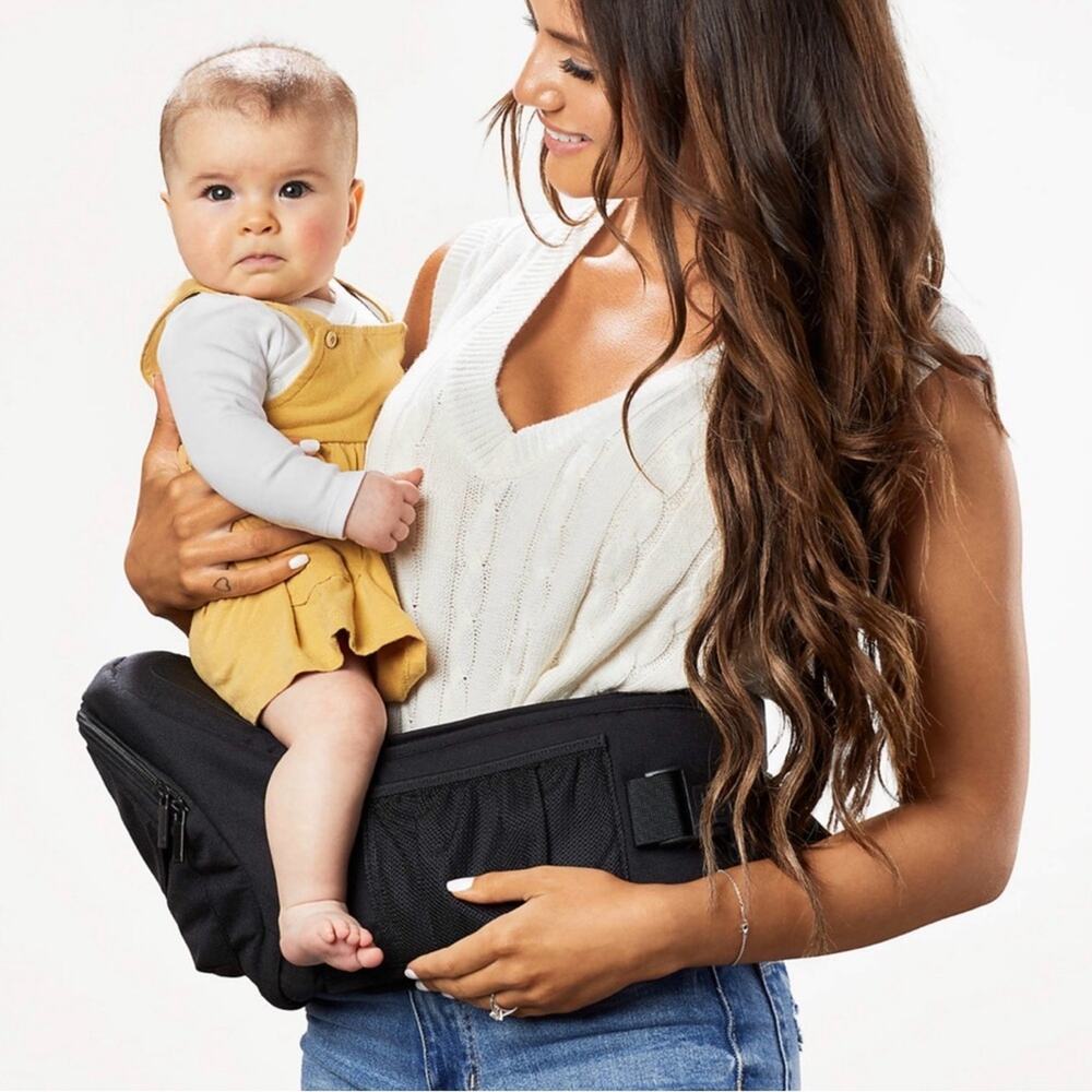 Tushbaby Hip seat infant carrier black belt child weight support assistance